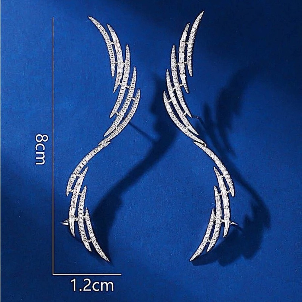 Silver Cubic Zircon Ear Climber Earrings - Picture 8 of 8